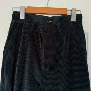 LIKE-NEW Frank & Oak Wide Leg Corduroy Pants - High Rise Crop, Dark Green Size 4